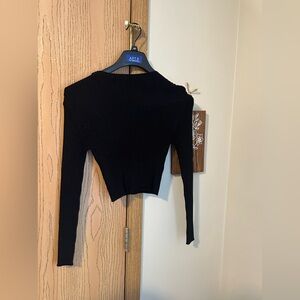 Black Ribbed cropped sweater